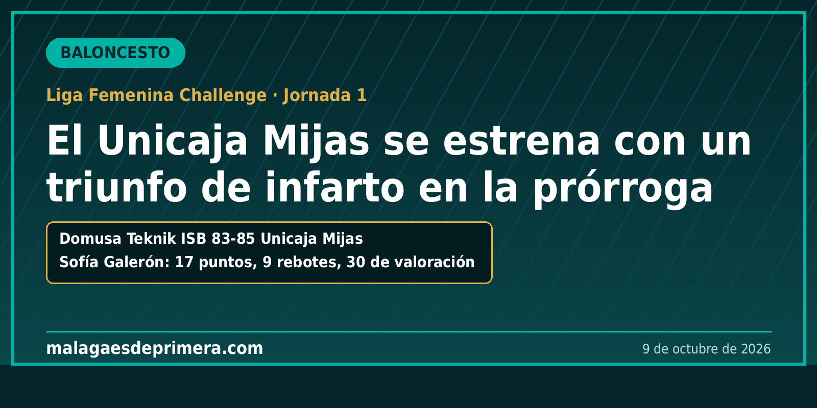 El Unicaja Mijas se estrena con un triunfo de infarto en la prórroga
